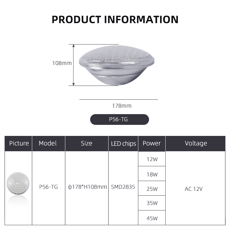 P56-TG LED pool lights P56-TG LED pool lights