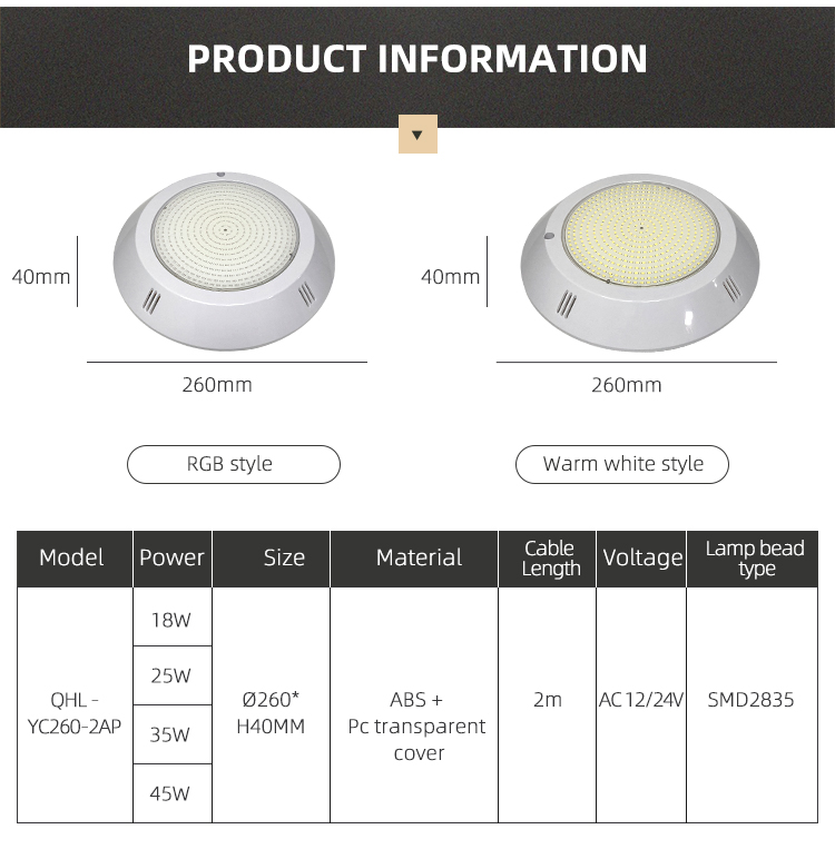YC260-2AP LED Swimming Pool Lights YC260-2AP LED Swimming Pool Lights