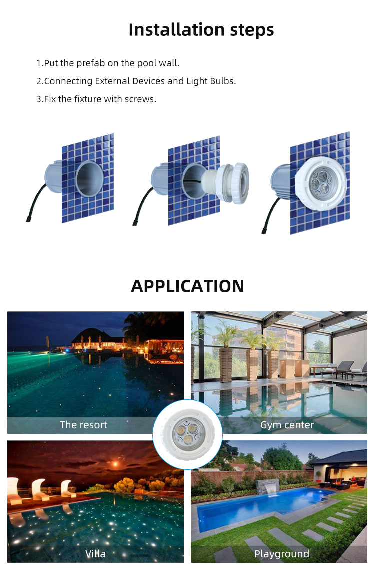 QR95-A 3w 6w 9w Embedded LED swimming pool lights