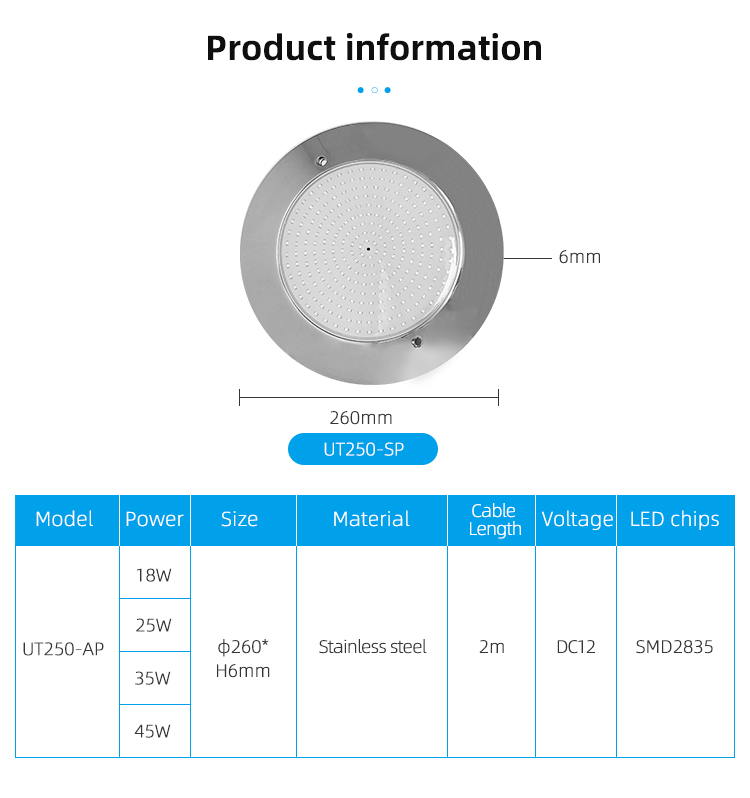 UT250-SP ultra-thin LED Swimming pool light