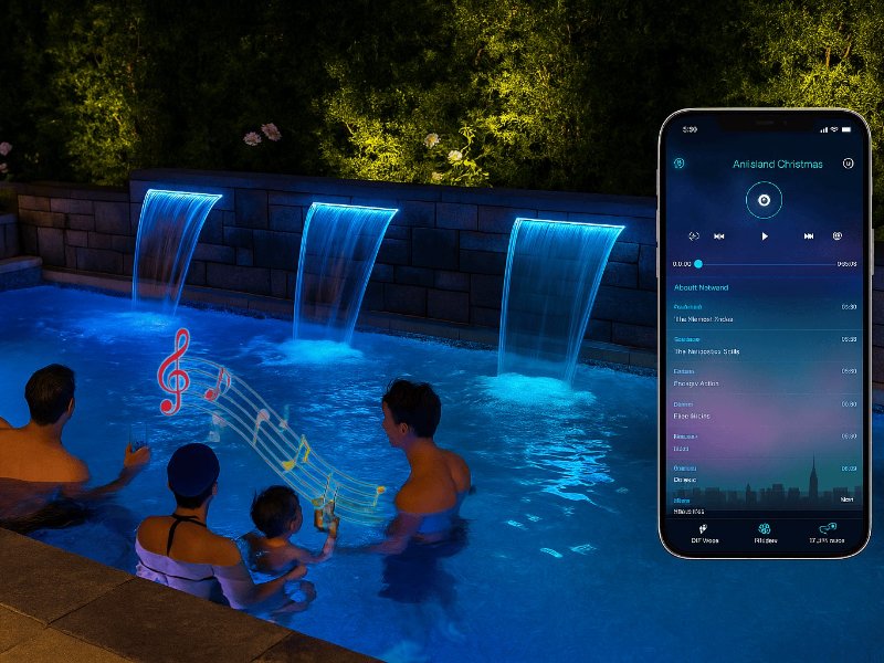 Modern Villa Waterfall Lighting in Marbella, Spain