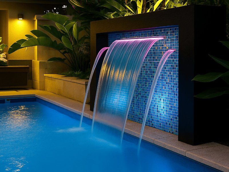 Boutique Hotel Pool Light Cascade in Santorini, Greece